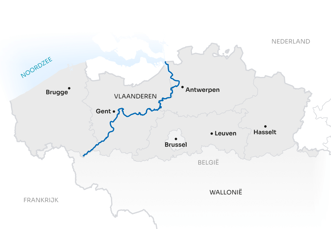 Map Flanders NL Scheldt Route